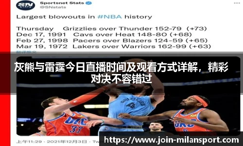 灰熊与雷霆今日直播时间及观看方式详解，精彩对决不容错过